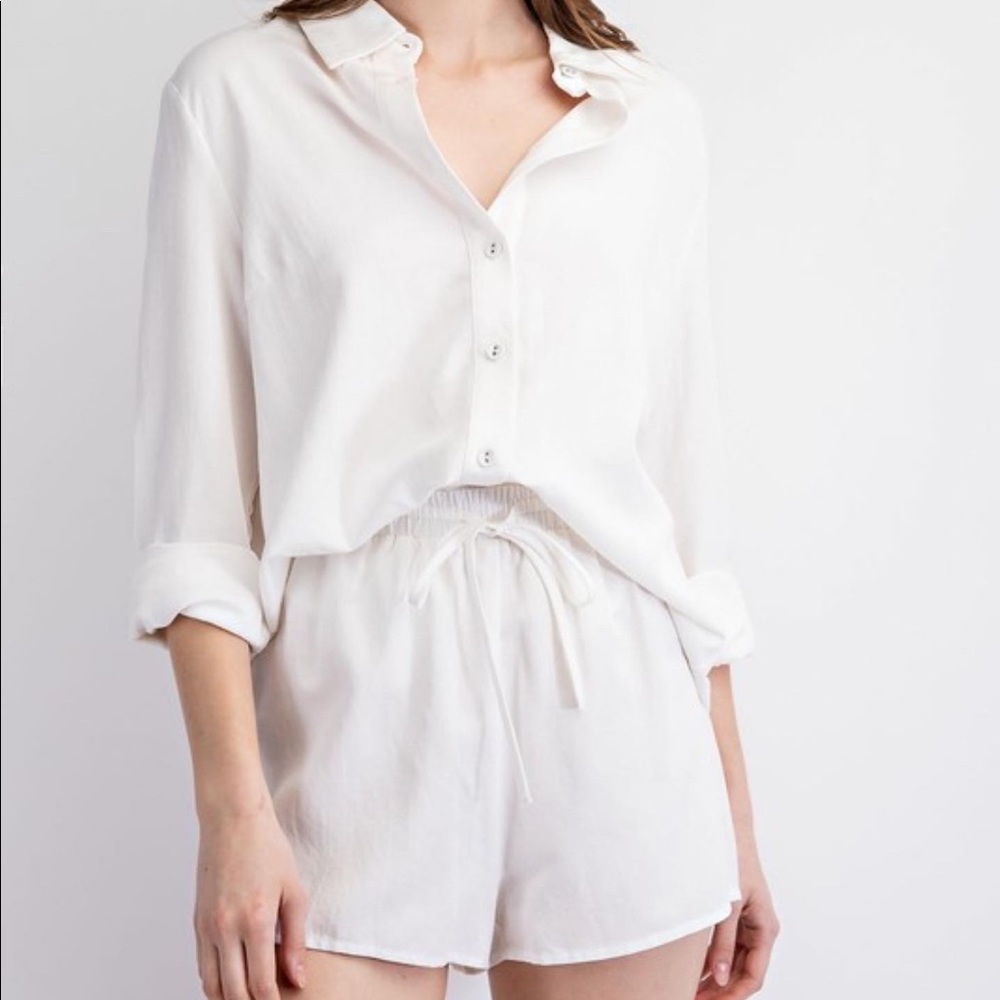Cotton White Shorts Set